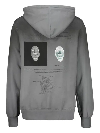 Iso.poetism Drawstring-hood Graphic Hoodie In Gray