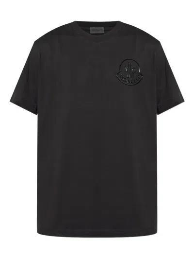 Moncler Logo-embossed Cotton T-shirt In Black