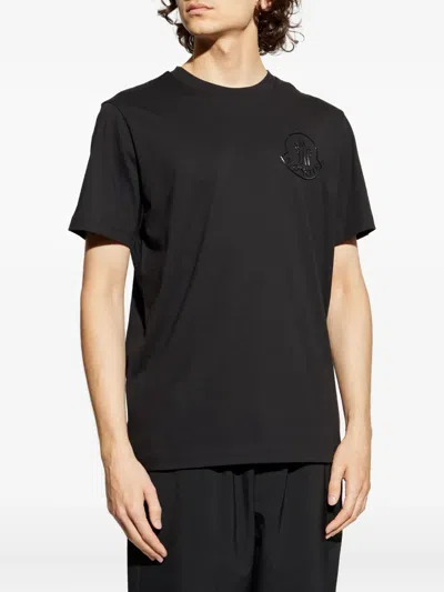 Moncler Logo-embossed Cotton T-shirt In Black