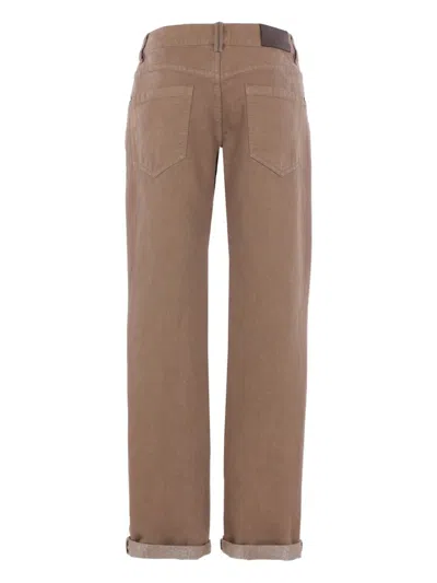 Brunello Cucinelli Logo-patch Jeans In Brown