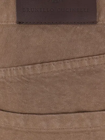 Brunello Cucinelli Logo-patch Jeans In Brown