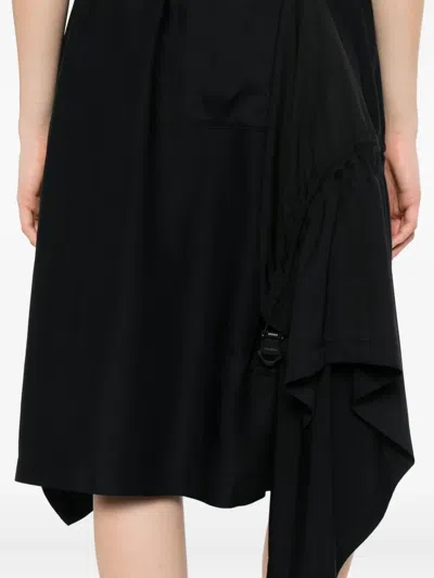 Y-3 Twill Asymmetrical Midi Skirt In Black
