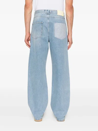 Axel Arigato Zine Embroidered Jeans In Cyan Denim In Blue