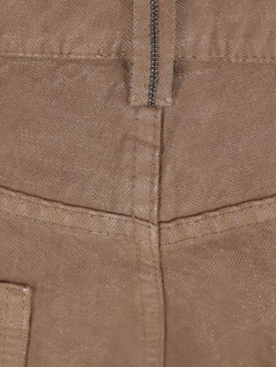 Brunello Cucinelli Logo-patch Jeans In Brown
