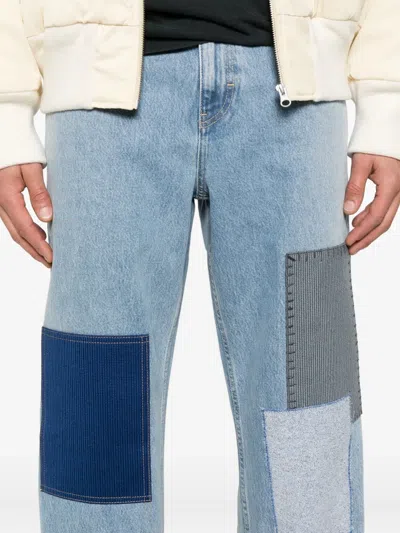 Axel Arigato Zine Embroidered Jeans In Cyan Denim In Blue