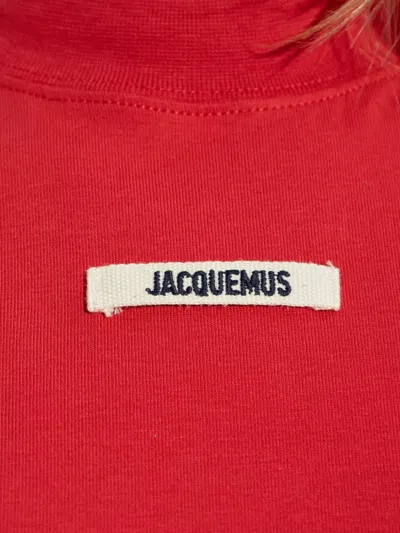 Jacquemus Crew Neck Short Sleeve Tops With Ribbed Detail In Red