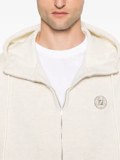 Fendi Sleeveless Zip-up Hoodie With Spacious Hood In Neutral