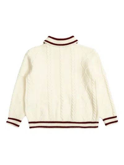 Fendi Cable-knit Polo-neck Sweater In White