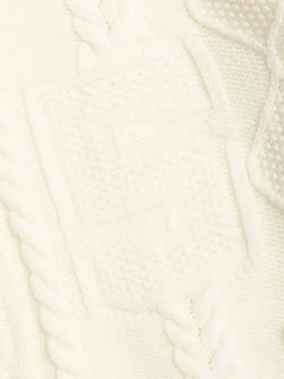 Fendi Cable-knit Polo-neck Sweater In White