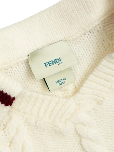 Fendi Cable-knit Polo-neck Sweater In White