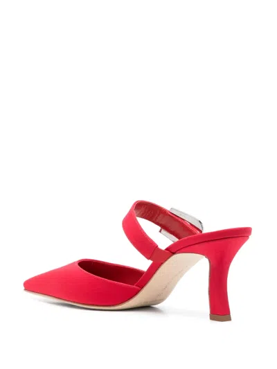 Manolo Blahnik Jabita 70 Crepe De Chine Mules In Red