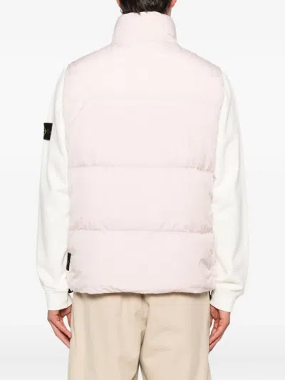 Stone Island Quilted High Collar Sleeveless Vest In Pink
