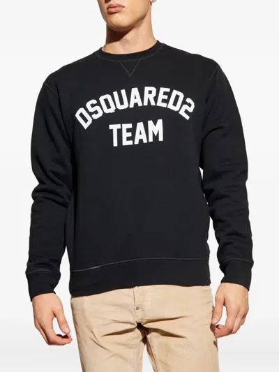 Dsquared2 Logo Print Sweatshirt In Black In Blue