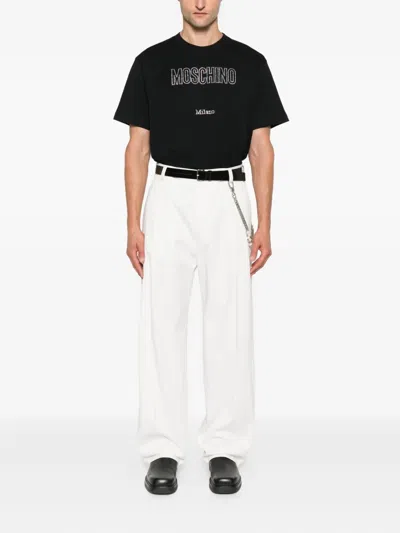 Moschino Crystal Logo Crew Neck T-shirt With Short Sleeves In Black