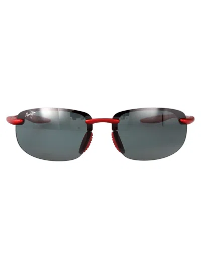 Maui Jim Metal Matte Red Nylon Sunglasses In Gray