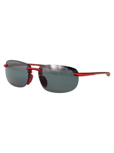 Maui Jim Metal Matte Red Nylon Sunglasses In Gray