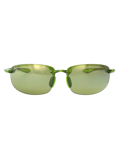 Maui Jim Shiny Transparent Light Green Nylon Sunglasses In Green