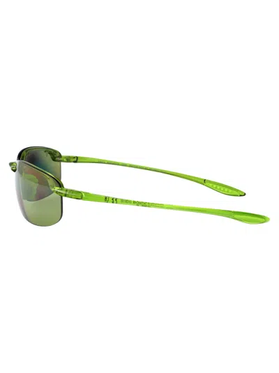 Maui Jim Shiny Transparent Light Green Nylon Sunglasses In Green