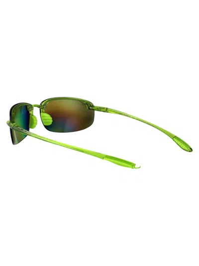Maui Jim Shiny Transparent Light Green Nylon Sunglasses In Green