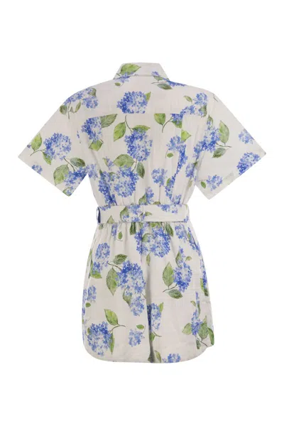 Mc2 Saint Barth Carola - Linen Playsuit With Print