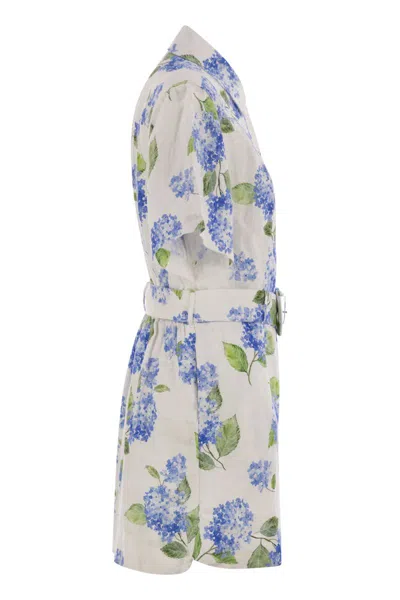 Mc2 Saint Barth Carola - Linen Playsuit With Print