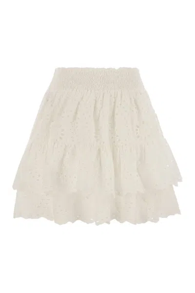 Mc2 Saint Barth Eivissa - Miniskirt With Ruffles In White