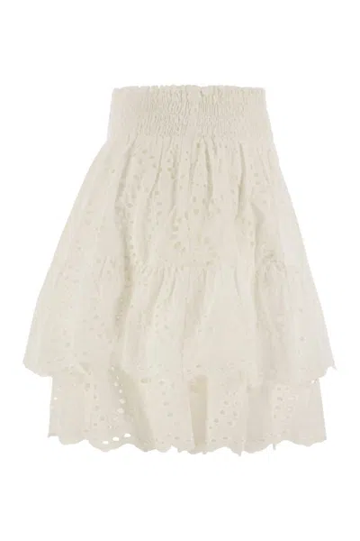 Mc2 Saint Barth Eivissa - Miniskirt With Ruffles In White