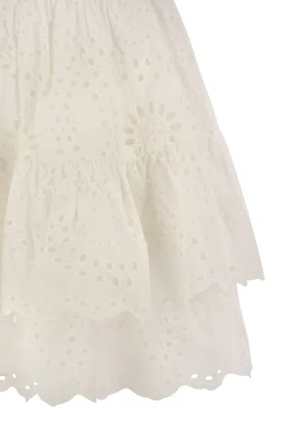 Mc2 Saint Barth Eivissa - Miniskirt With Ruffles In White
