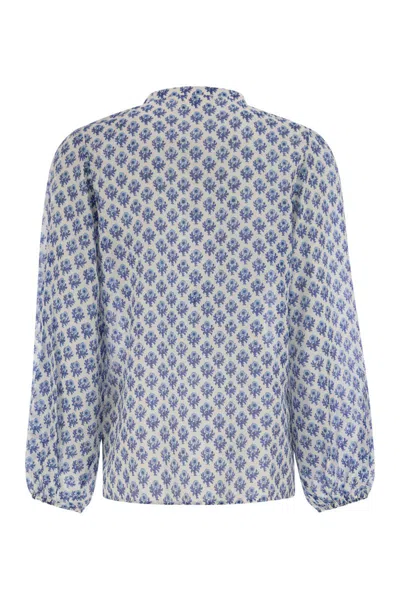 Mc2 Saint Barth Harper - Shirt With Mandarin Collar In Blue
