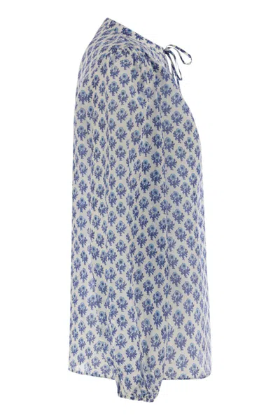 Mc2 Saint Barth Harper - Shirt With Mandarin Collar In Blue
