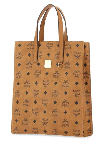 Mcm Women Printed Canvas Small Aren Shopping Bag In Brown