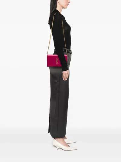 Pre-owned Saint Laurent 2015 Patent Monogram Kate Wallet On Chain Crossbody Bag