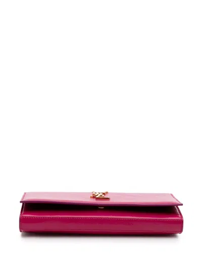 Pre-owned Saint Laurent 2015 Patent Monogram Kate Wallet On Chain Crossbody Bag