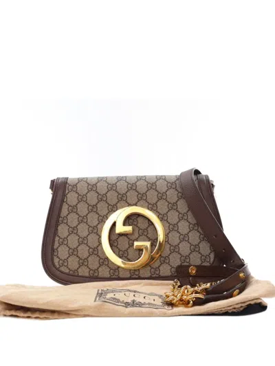 Pre-owned Gucci 2016-2025 Small Gg Supreme Blondie Chain Satchel