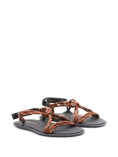 Miu Miu Nastro Brown Cord Flat Sandal