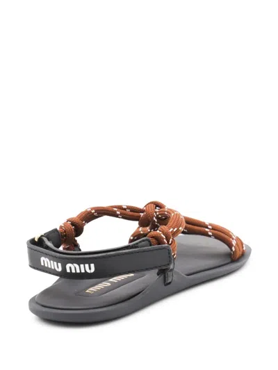 Miu Miu Nastro Brown Cord Flat Sandal