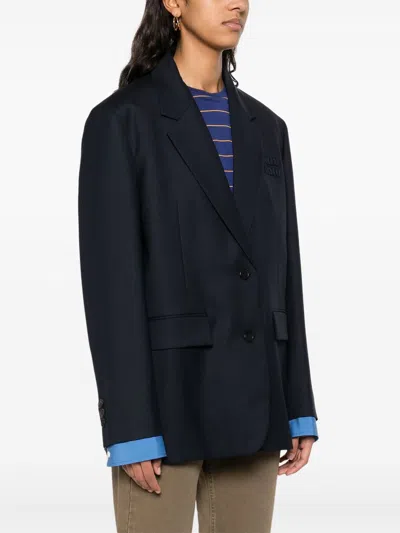 Miu Miu Navy Blazer With Blue Cuff Details