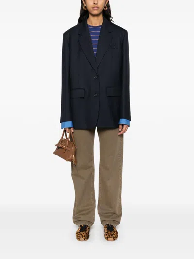 Miu Miu Navy Blazer With Blue Cuff Details