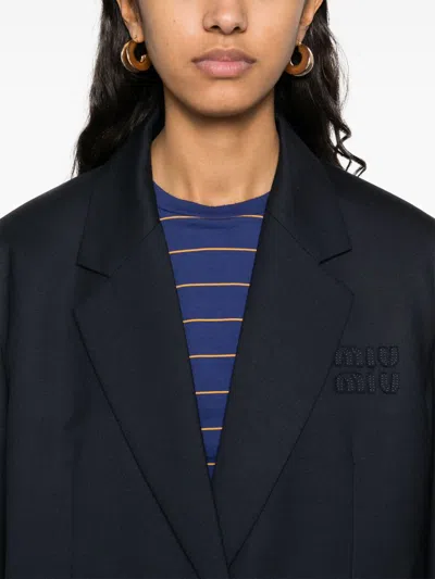 Miu Miu Navy Blazer With Blue Cuff Details