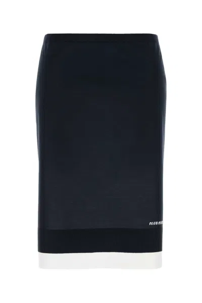 Miu Miu Short White Navy Knit Skirt