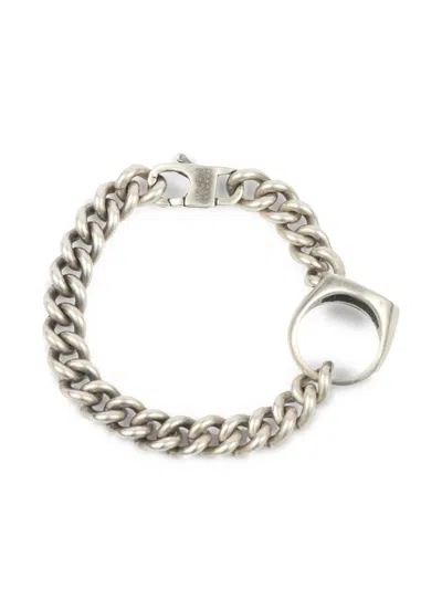 Mm6 Maison Margiela Signet Ring-charm Chain Bracelet In Metallic