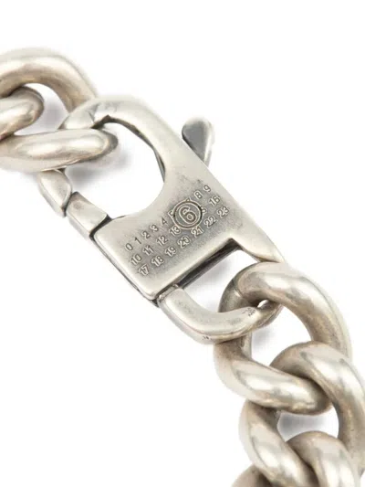 Mm6 Maison Margiela Signet Ring-charm Chain Bracelet In Metallic
