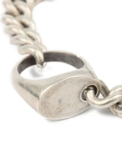 Mm6 Maison Margiela Signet Ring-charm Chain Bracelet In Metallic