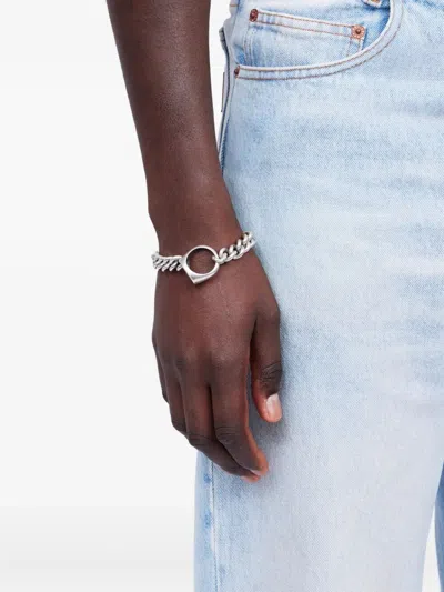 Mm6 Maison Margiela Signet Ring-charm Chain Bracelet In Metallic