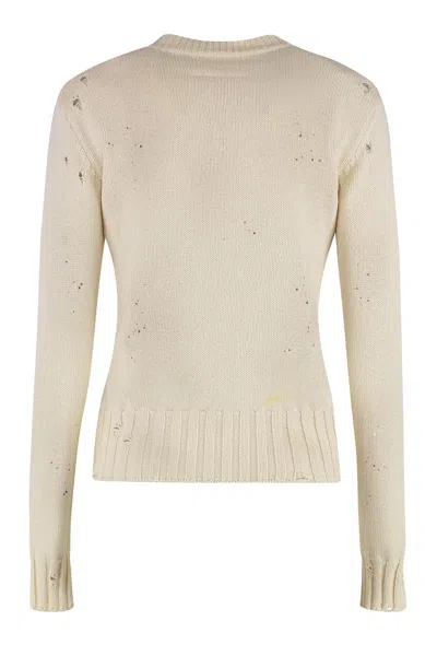 Mm6 Maison Margiela Cotton Crew-neck Sweater In Neutral
