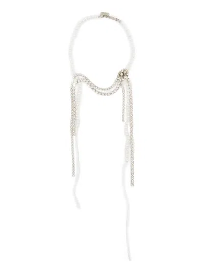 Mm6 Maison Margiela Mm6 By Maison Margiela Dangle Necklace With Faux-pearl Accents In Metallic