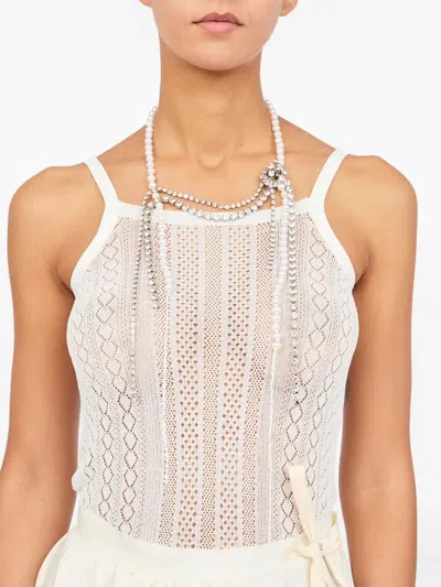 Mm6 Maison Margiela Mm6 By Maison Margiela Dangle Necklace With Faux-pearl Accents In Metallic