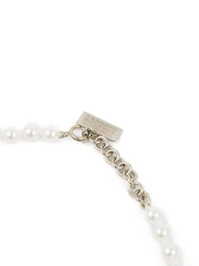 Mm6 Maison Margiela Mm6 By Maison Margiela Dangle Necklace With Faux-pearl Accents In Metallic
