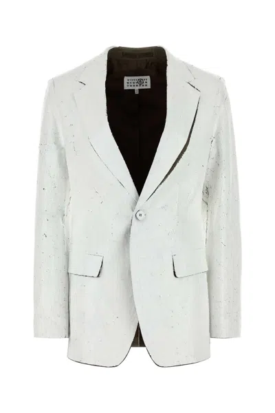 Mm6 Maison Margiela White Stretch Polyester Blend Blazer