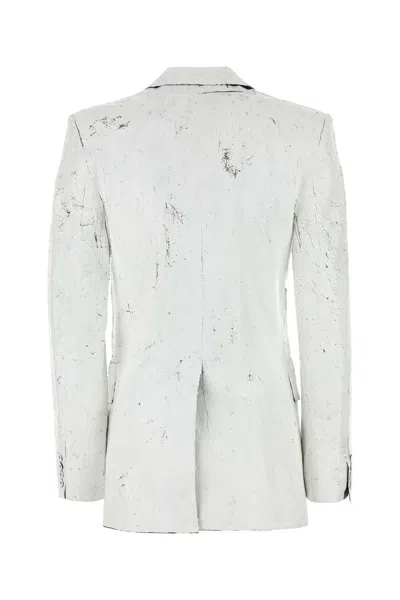 Mm6 Maison Margiela White Stretch Polyester Blend Blazer
